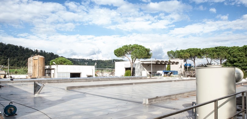 View of Chemical, physical and biological purification plant located in Castelfranco di Sotto (Pisa)