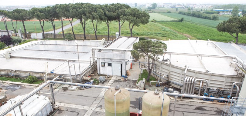 View of Chemical, physical and biological purification plant located in Castelfranco di Sotto (Pisa)
