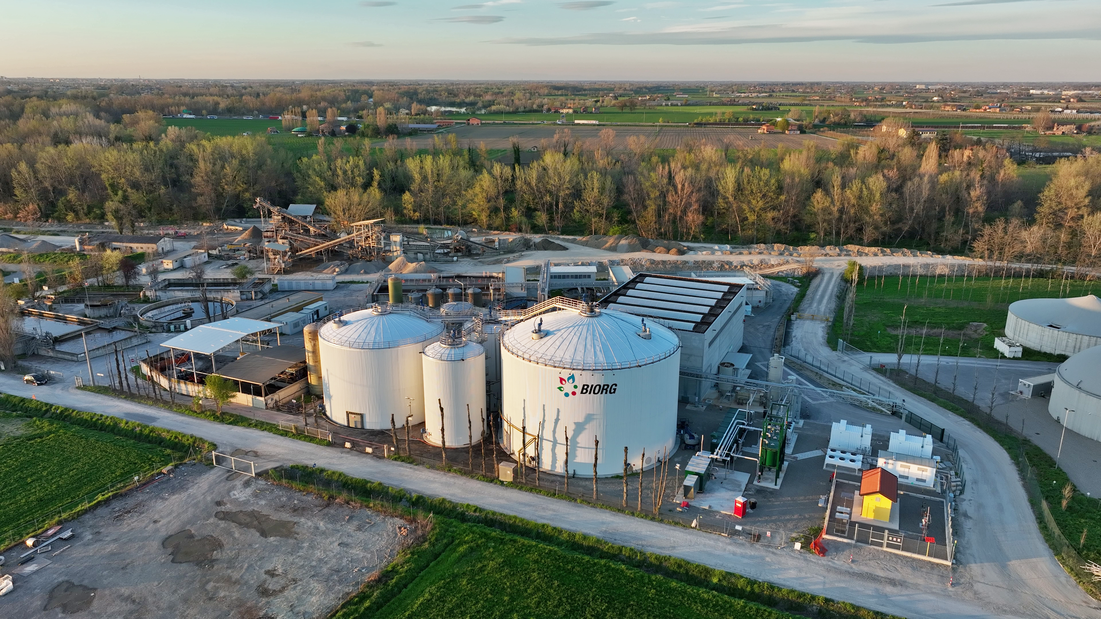 View of Anaerobic digestion and biomethane production plant in Spilamberto (Modena)