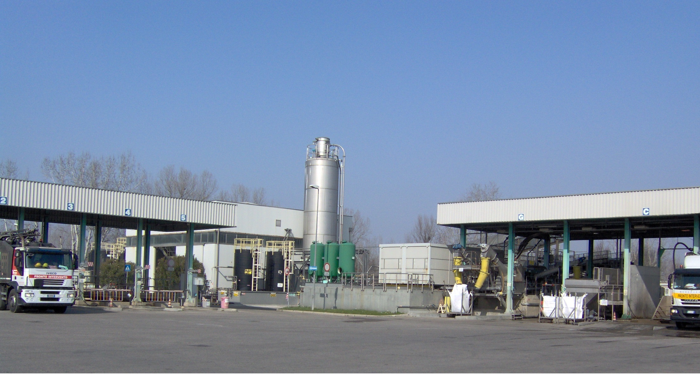 vehicle unloading area of Industrial sludge treatment plant in Bologna