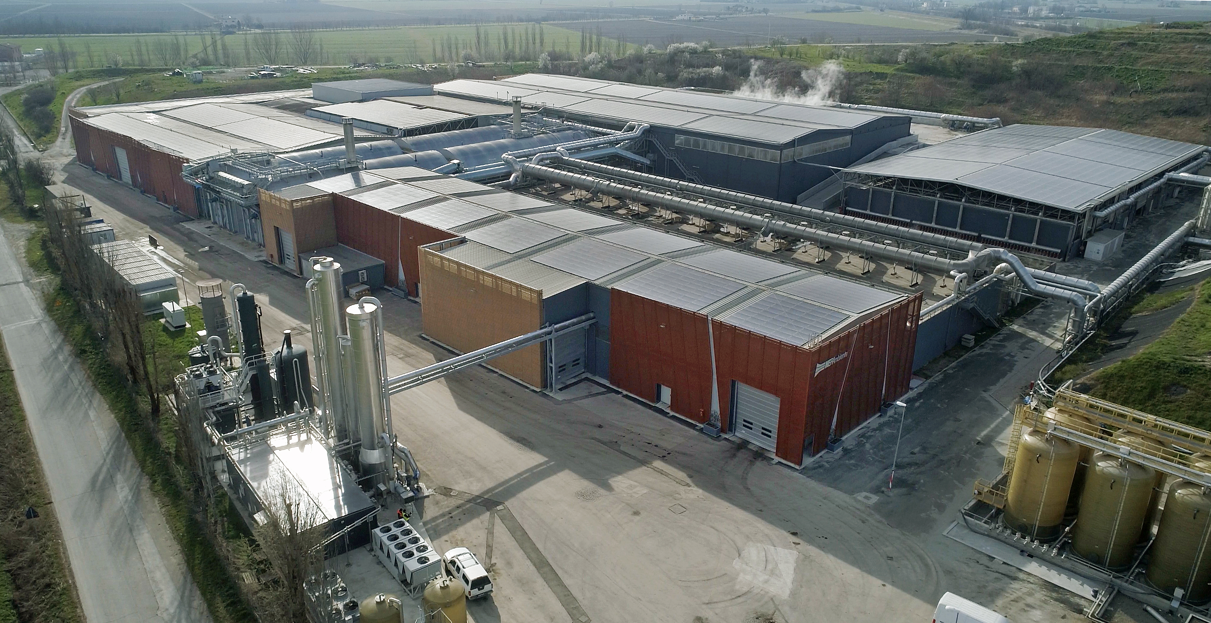 View of Composting, anaerobic digestion and biomethane production plant in Sant'Agata Bolognese (Bologna)